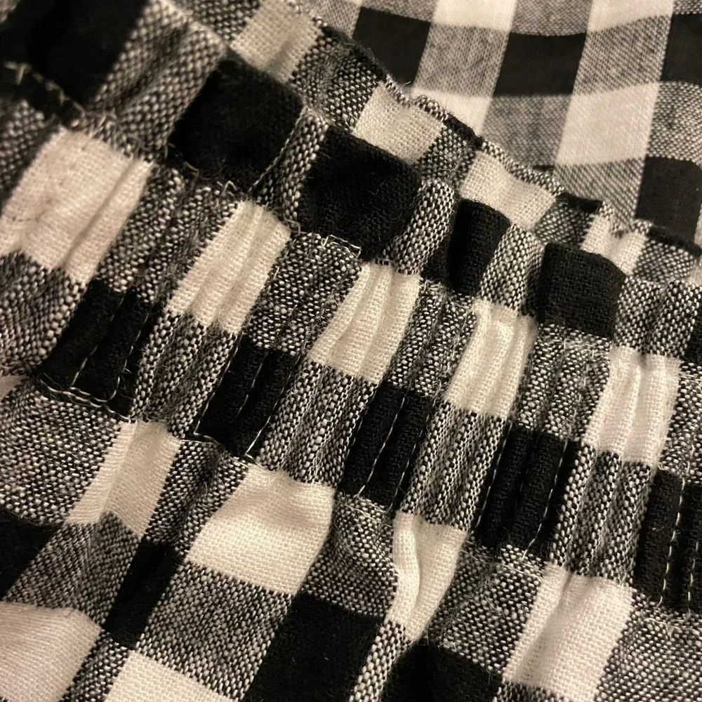 J. Crew Black and White Smocked Skater Mini Skirt